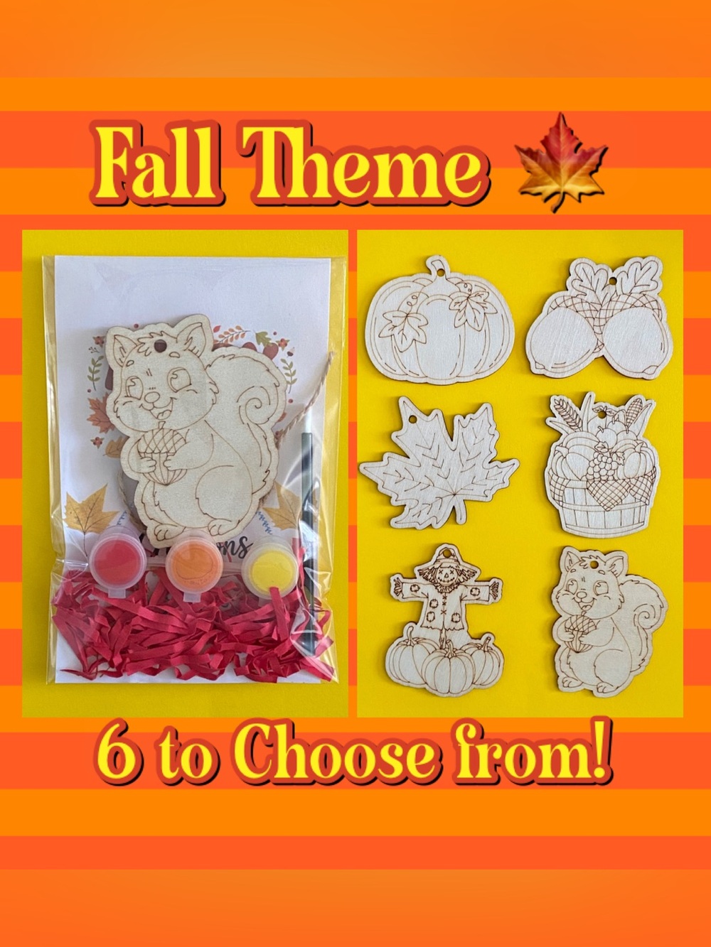 Fall Theme Wooden Paintable Kit (You Pick 1)